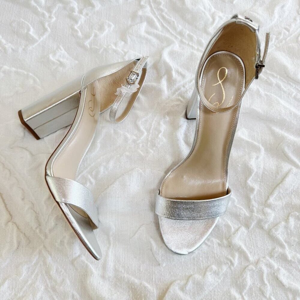 Sam Edelman Silver Yaro Heel Sandal Size 10.5 $100